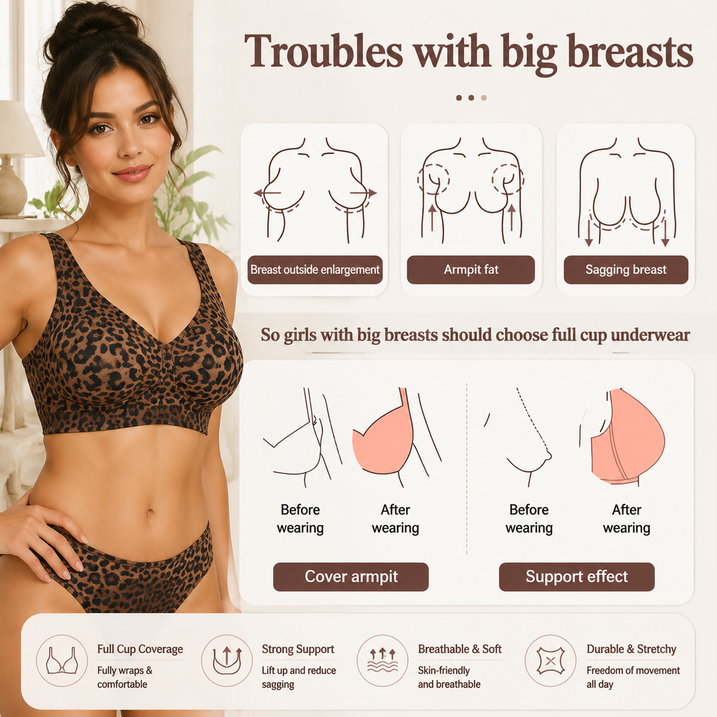 🏆Super Firming Leopard Print Jelly  Bra | Women Wirefree Bras 👍No More Sagging Breasts